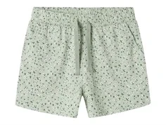 Lysegrønne shorts med hvidt blomsterprint og bindebånd fra Name It 13215235 Aqua gray